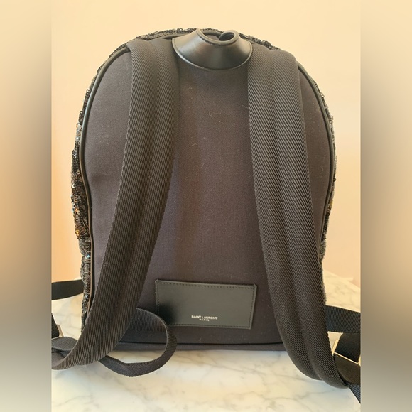 Brand new Saint Laurent YSL CLASSIC CITY SEQUIN BACKPACK IN NERO-ARGENTO. - Picture 6 of 11